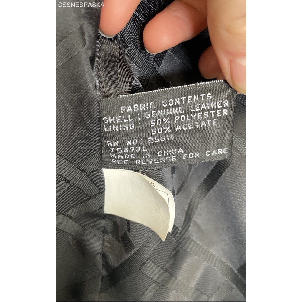 Jones New York Black Womens Jacket Black Leather Button Pockets - Size S - Picture 7 of 12